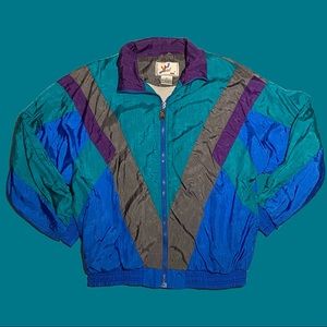 80s style Long sleeve short collar full zipper windbreaker brand: Vizor